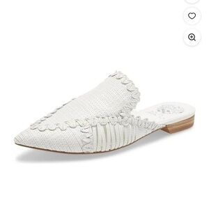 Vince Camuto Manindie White leather Pointed Toe woven Flats slip on Mules 9
